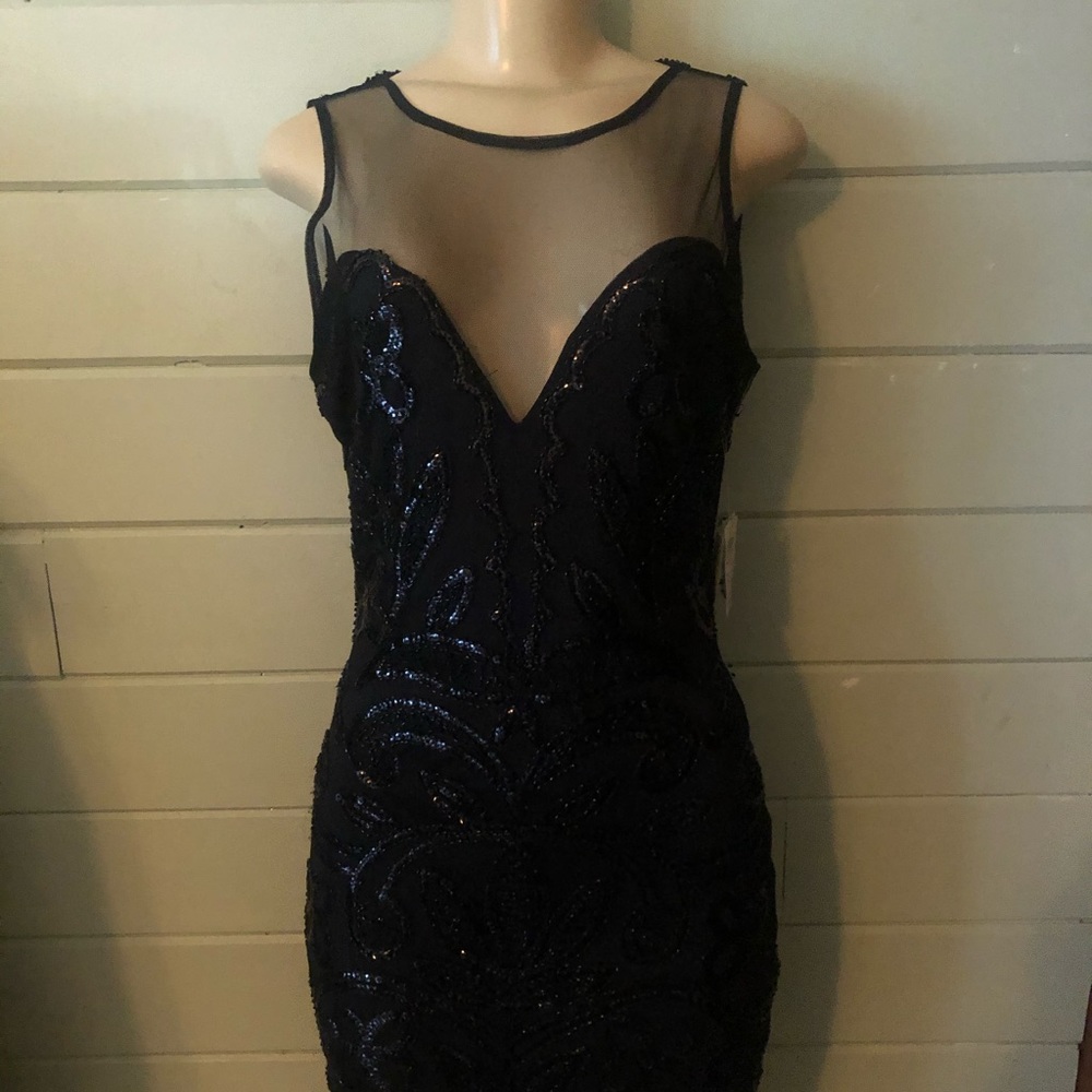 Sexy Little Black Dress Rhinestone Cocktail Mini